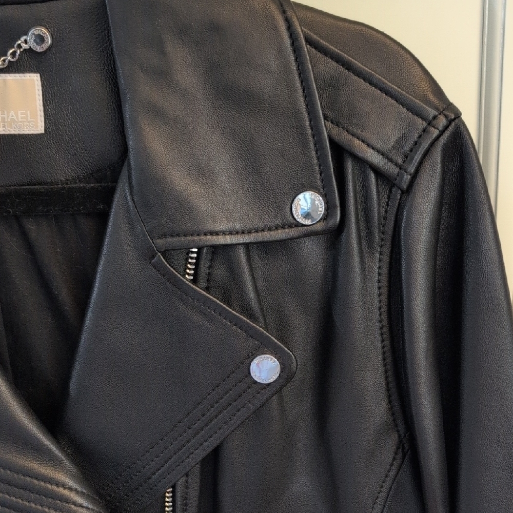 Michael Kors Black Leather Jacket - Picture 7 of 11